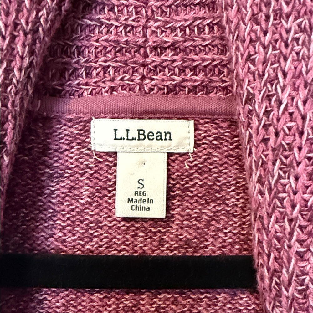 LL Bean Open Pink Knit Cardigen Women Small Warm Soft Cozy Woven Coastal Grandma - Picture 5 of 8